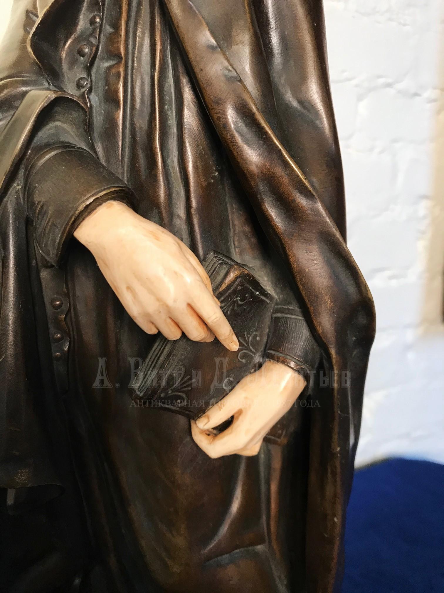 Антикварная бронзовая скульптура бронза и слоновая кость Данте Алигьери
